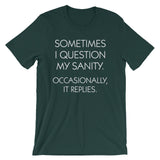 Sometimes I Question My Sanity (Occasionally, It Replies) T-Shirt (Unisex)